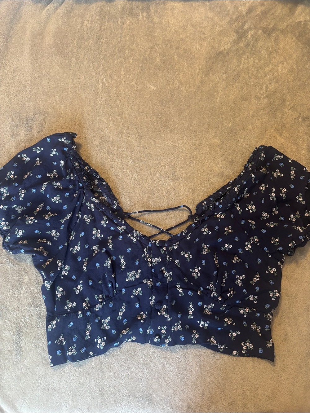 Cotton On Navy Blue Floral Crop Top